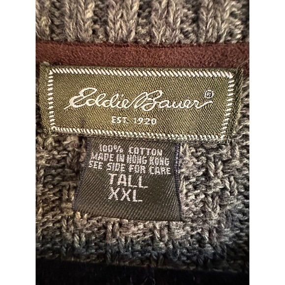 Eddie Bauer Men's Cotton Henley Half Button Pullover Sweater Tall - Picture 3 of 4